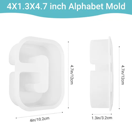 Miniatura 2 de Gartful Moldes de resina de 4.7 pulgadas para fundición, moldes de silicona de resina del alfabeto mayúscula G, moldes de silicona 3D gruesos