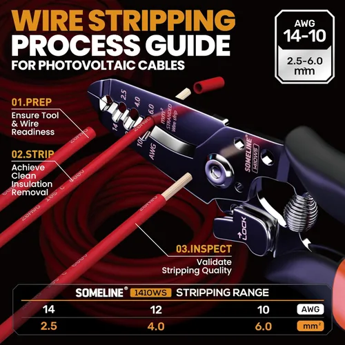 Miniatura 5 de Kit de herramientas de crimpado de conector solar SOMELINE, crimpador de 14-10 AWG para cables de panel solar, kit de herramientas con 12 pares