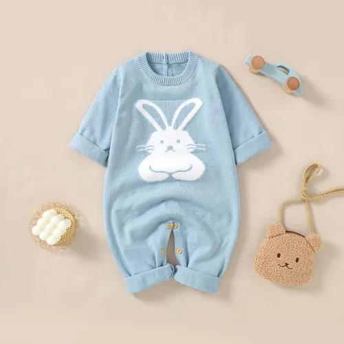 Miniatura 6 de JNBLDA Traje de Pascua para bebé recién nacido, overol de manga larga, lindo estampado de conejo