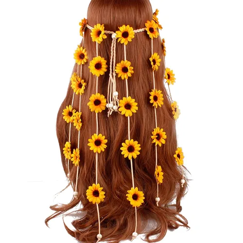 Miniatura 9 de YAXAMING Diadema de girasol de Halloween, bandas para el pelo de margaritas, corona, corona floral, diadema para mujer, Navidad, festival hawaiano
