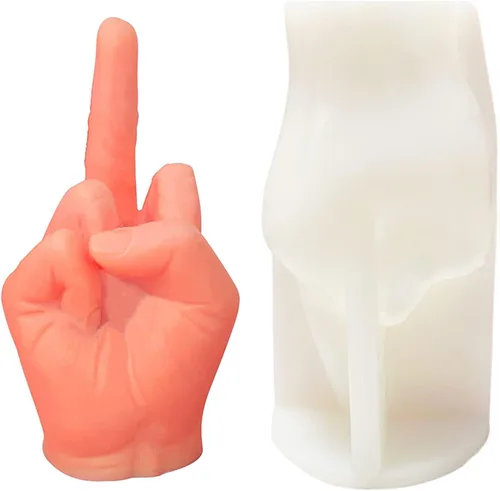 Molde de silicona en forma de mano 3D, molde de vela gestual de 3.7 pulgadas, molde de fundición de resina en forma de dedo medio para hacer velas y