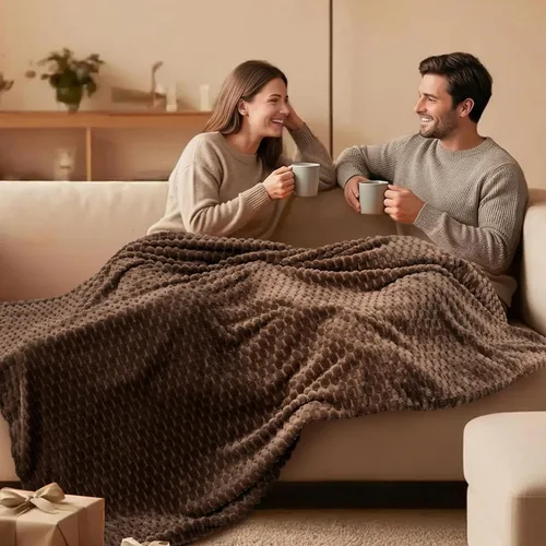 Miniatura 24 de Vessia - Manta de forro polar de franela (50x70 pulgadas), manta 3D de jacquard negra, esponjosa y cálida para sofá, sillón, cama, silla, 300GSM