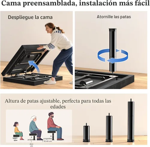 Miniatura 8 de Tami Tami T600 - Base de cama ajustable tamaño individual XL con control remoto y masaje - Bases de cama eléctricas sincronizables, gravedad cero