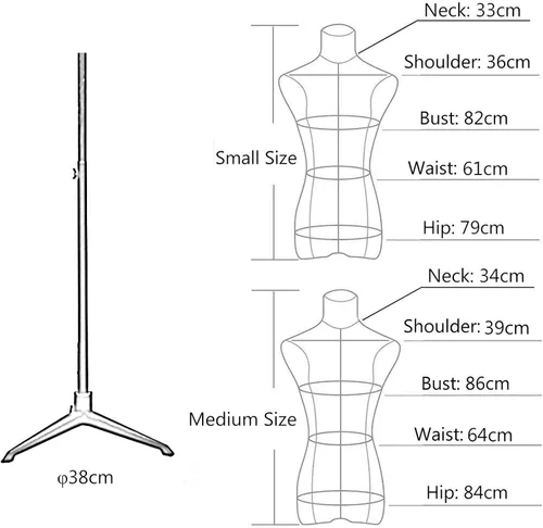 Miniatura 6 de Adjustable Mannequin Dress Form Torso with Head & Wooden Arm - Female Clothing Display with Tripod Stand - 3 Color Options for Fashion Retail & Black