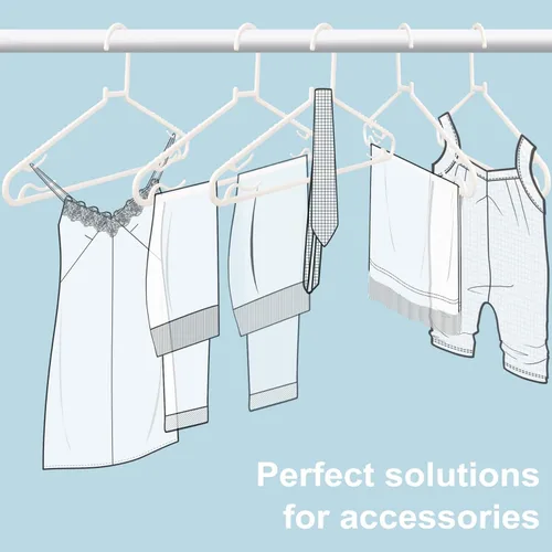 Miniatura 4 de Perchas de plástico blancas, paquete de 50 perchas ligeras y duraderas en forma de G, tamaño estándar, ideal para camisetas sin mangas, vestidos