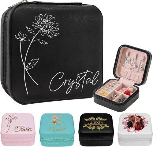 Miniatura 20 de Joyero de viaje personalizado para mujer, foto personalizada, nombre, logotipo, joyero, regalo de dama de honor, boda, cumpleaños