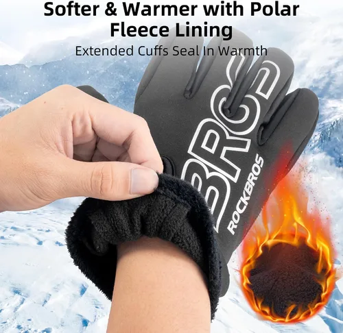 Miniatura 2 de ROCKBROS Guantes de ciclismo de invierno para hombres y mujeres, resistentes al agua, guantes de pantalla táctil que absorben los golpes, guantes