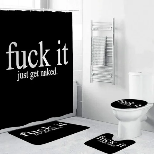Miniatura 3 de Fuck It Cortina de ducha Get Naked, tela de poliéster, lavable a máquina, impermeable, decoración de baño, ojales de cobre reforzado, regalo, 12