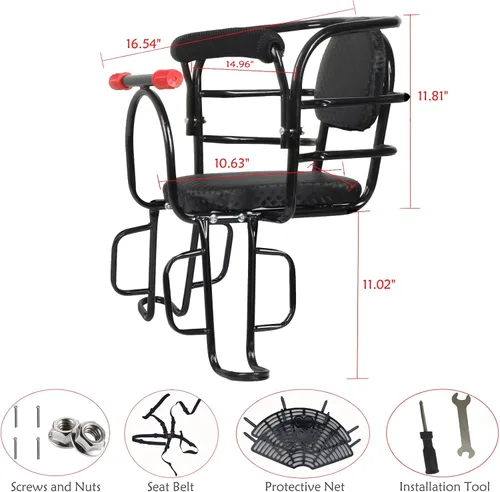 Miniatura 3 de Asiento Trasero para Niños de Bicicleta, Accesorio de Asiento de Bicicleta para Niños Montado en la Parte Posterior para Bicicleta de Adultos
