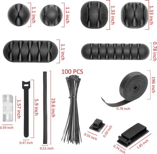 Miniatura 2 de Eco-Fused Kit organizador de cables - Gestión de cables - Soportes de cables con ranura, soportes de clip de cable autoadhesivos, bridas de cables