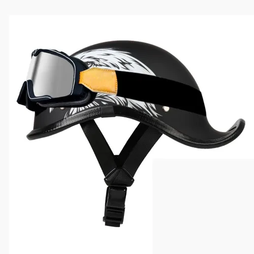 Miniatura 8 de Medio casco de motocicleta vintage, aprobado por el DOT, para adultos, casco convertible vintage para scooters, ciclomotores, cascos de motocicleta