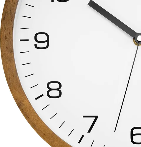 Miniatura 5 de Foxtop Reloj de pared de madera de 12 pulgadas, silencioso, sin tictac, funciona con pilas, reloj de pared redondo de cuarzo, decorativo