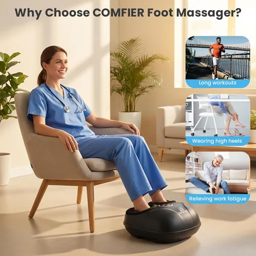 Miniatura 2 de COMFIER Elegible para HSA Masajeador de Pies Shiatsu con Calor, Masajeador de Pies FSA para Neuropatía Fascitis Plantar, Masajeador de Pies de Negro