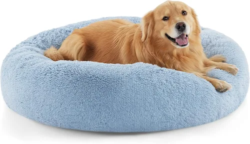 Miniatura 59 de Bedsure - Cama relajante para perro mediano, lavable, tipo dona, cama para gato, antideslizante, redonda, afelpada, mullida, de piel sintética