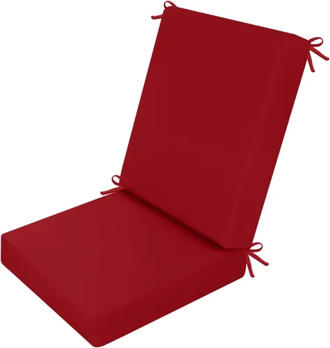 Miniatura 11 de idee-home Juego de 2 cojines para sillas de exterior, 17 x 17 pulgadas de grosor, en forma de D, cojines de asiento impermeables con lazos