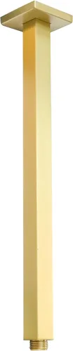 Brazo de ducha dorado cepillado con brida y cinta de teflón para techo alto o cabezal de ducha fijo de lluvia, conexión universal, tubo de extensión
