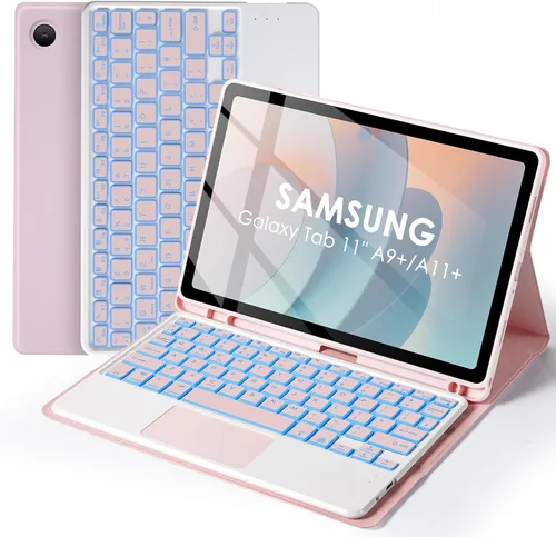Miniatura 11 de LAMA Funda con teclado para Samsung Galaxy de 11 pulgadas Tab A9 Plus 2023/Tab A11 Plus 2025 con ratón, retroiluminación de 7 colores, funda