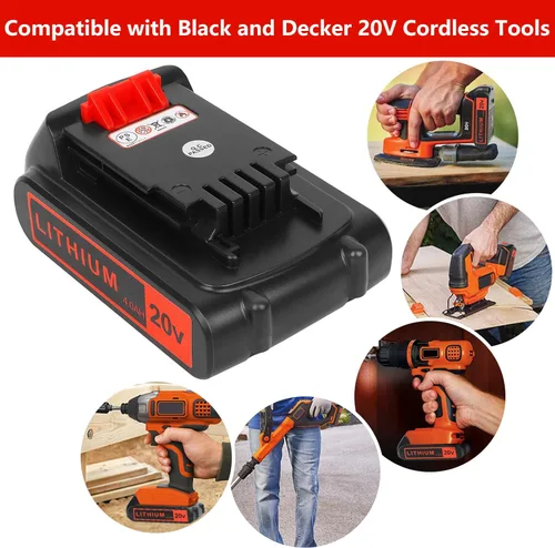 Miniatura 5 de KINGTIANLE Paquete de 2 baterías de iones de litio de 4000 mAh 20 V batería de reemplazo para Black and Decker 20 voltios máx. Batería LBXR20 LB20