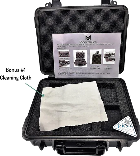 Miniatura 5 de ModernGen Caja de viaje precortada para reloj de 6 ranuras, resistente a los impactos, resistente al agua