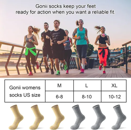 Miniatura 6 de Gonii Crew Socks Women Hiking Running Athletic Cushioned Compression Socks 5-6 Pairs
