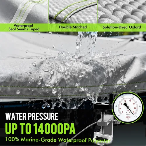 Miniatura 2 de Cubierta impermeable para barco de 1200D con cubierta para motor, lona marina tejida con solución de tinte, cubierta remolcable para barco