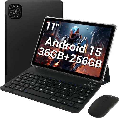 Tableta, tabletas de 11 pulgadas, tableta Android 15 con teclado y ratón, T615 Octa-Core, 36 GB de RAM +256 GB ROM, Gemini AI, 8000 mAh, Widevine