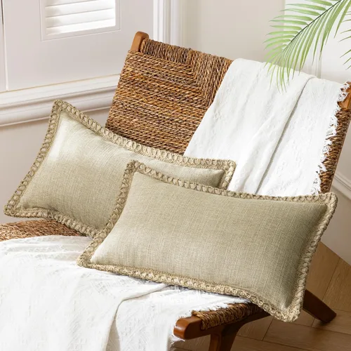 Miniatura 64 de Phantoscope Farmhouse - Fundas de almohada decorativas para exteriores, Poliéster & Mezcla de poliéster, Beige, 18" x 18