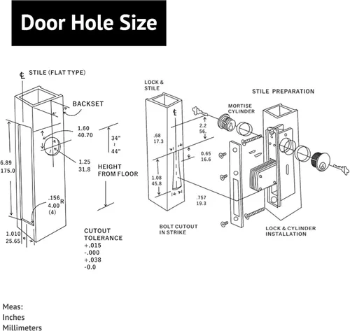 Miniatura 9 de elox Cerradura de cerrojo de aluminio para puerta de embutir de acero oscilante, cerrojo oscilante, cilindro de zinc de doble llave y 4 llaves