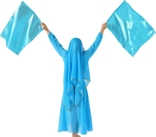 Miniatura 5 de MUNAFIE Banderas de adoración de 21.6 x 26.8 pulgadas para iglesia de baile con Poi, bandera de alabanza para adoración, dos formas de usar