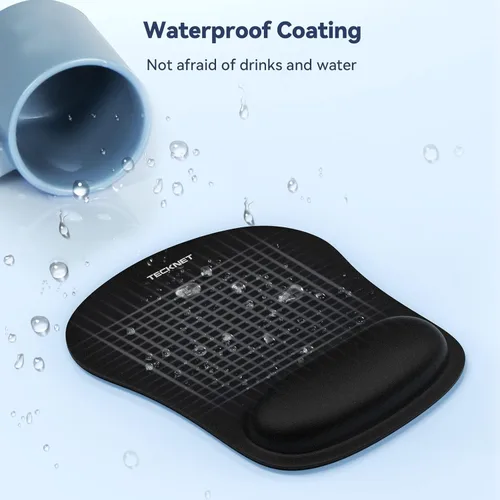 Miniatura 5 de TECKNET - Almohadilla para mouse con soporte de muñeca, ergonómica para videojuegos, alivio del dolor, portátil y cómoda, para computadora, Negro