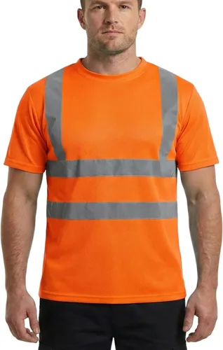 Miniatura 2 de HYCOPROT Hi Vis - Camisas de seguridad de manga corta de alta visibilidad, camisa reflectante para hombres y mujeres, camiseta de construcción