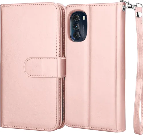 Miniatura 7 de Njjex Funda tipo cartera para Motorola Moto G 5G 2022, para Moto G 5G 2022, [9 ranuras para tarjetas] Funda de piel sintética para tarjetas