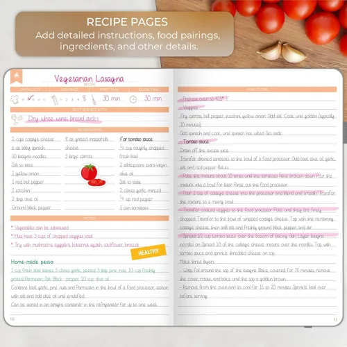 Miniatura 4 de Clever Fox Libro de recetas - Libro de cocina familiar en blanco - Diario de cocina vacío - Organizador de cuadernos para escribir recetas - Gris