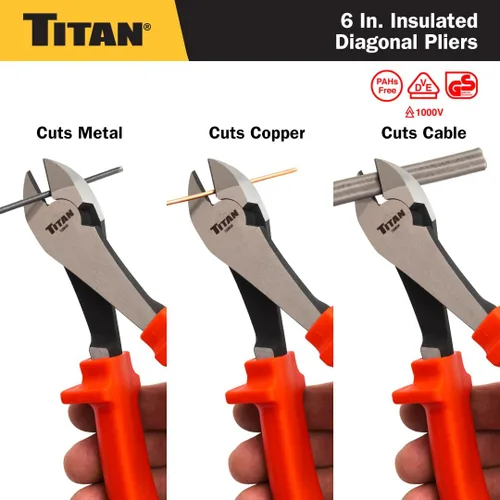 Miniatura 6 de Titan 73346 Alicates diagonales aislados VDE de 6 pulgadas