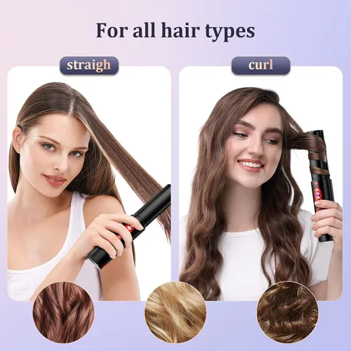 Miniatura 3 de Alisador y rizador de pelo inalámbrico para cabello fino y fino, mini plancha plana recargable por USB con 3 ajustes de calor, placas de titanio