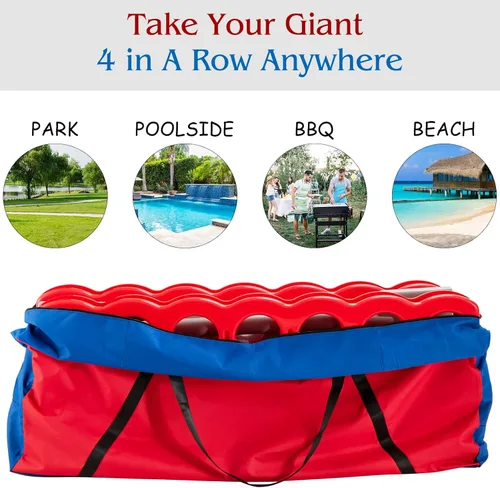 Miniatura 5 de COSTWAY Bolsa de transporte gigante 4 en una fila, bolsa de almacenamiento para juego gigante gigante de 4 en fila (juego no incluido), para juego