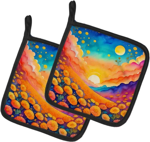Miniatura 53 de Caroline's Treasures Juego de soportes para ollas de cocina coloridos de Asters, resistentes al calor, almohadillas calientes para cocinar, hornear