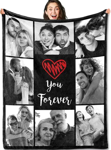 Miniatura 14 de Yofair - Manta personalizada con imagen y texto "I Love You" para aniversario, regalos, boda, mujeres, hombres, pareja, novio, novia, esposa y esposo