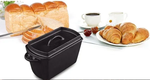 Miniatura 5 de Voulosimi Molde de hierro fundido para horno – 4.33 x 4.92 x 8.66 pulgadas, moldes para pan duraderos rectangulares para hornear en casa
