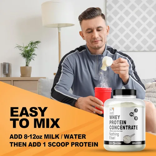 Miniatura 4 de It's Just! - Concentrado de proteína de suero 100%, fabricado en Estados Unidos, WPC-80 premium, sin sabores añadidos ni edulcorantes artificiales