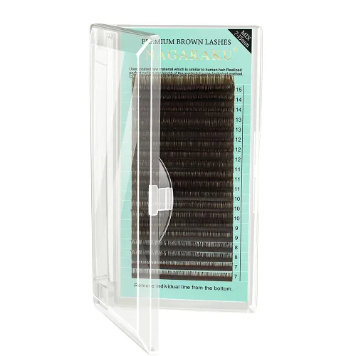 Miniatura 28 de NAGARAKU Extensiones de pestañas de color marrón oscuro 0.003 in, rizo B, 0.276-0.591 in, bandeja mixta, pestañas individuales, volumen de visón