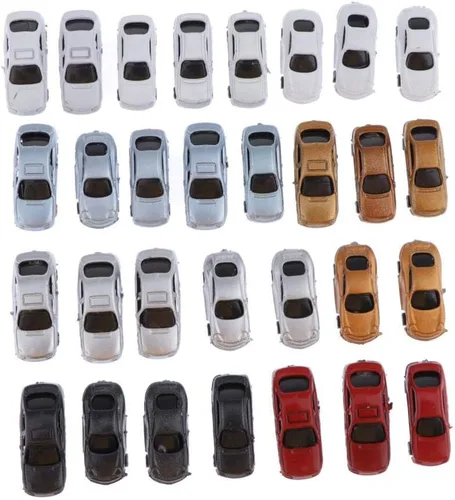 Miniatura 6 de LoveinDIY 30 unidades de autos miniatura surtidos para manualidades de diorama, escala Z 1:200, multicolor