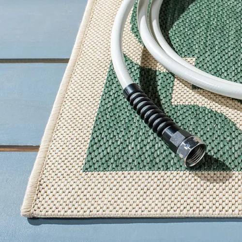Miniatura 3 de SAFAVIEH Courtyard Collection - Alfombra decorativa de 2 x 3 pies 7 pulgadas, verde oscuro y beige, no desprende pelusa y de fácil cuidado