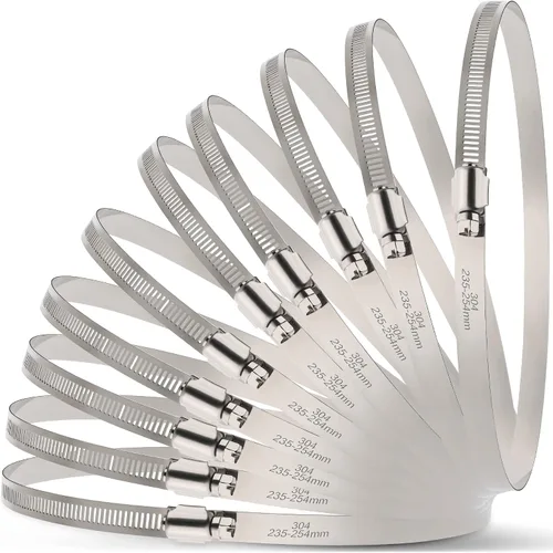 Miniatura 13 de OURU Abrazaderas de manguera grandes, paquete de 10 abrazaderas de manguera de acero inoxidable de 12 pulgadas ajustables de 11-1/2-1/4