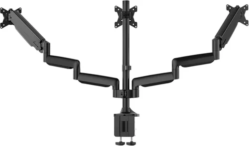 Miniatura 9 de UPGRAVITY Soporte de escritorio para monitor triple para tres pantallas de computadora planas/curvas de hasta 27 pulgadas, brazos de triple monitor