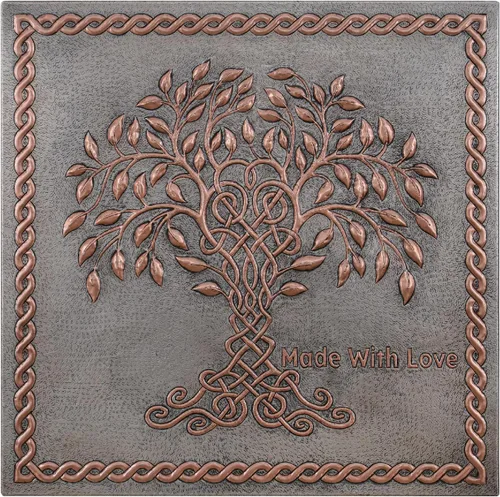 Miniatura 3 de Protector contra salpicaduras de cocina, árbol de la vida celta con borde de nudo celta para cocina, panel de cobre personalizado, azulejos de cobre