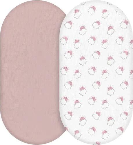 Miniatura 19 de Sábanas bajeras de muselina para moisés, paquete de 2 para bebé niño y niña, juego de sábanas suaves, transpirables y elásticas para bebé/colchón