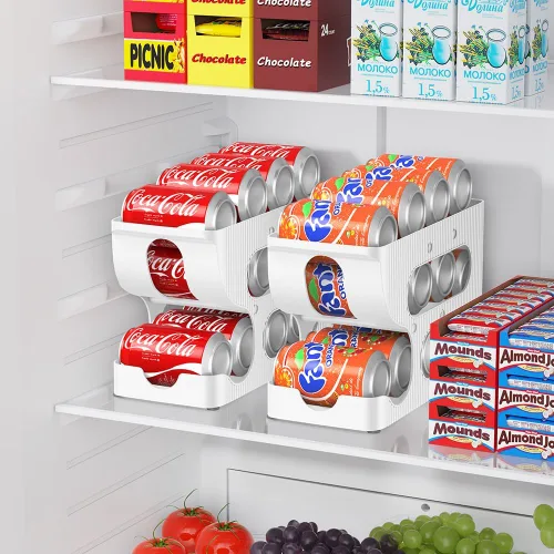 Miniatura 2 de Organizador de latas de soda para despensa/nevera, dispensador/almacenamiento/soporte/contenedor automático de latas con rodillos para refrigerador