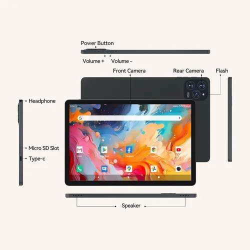 Miniatura 12 de Tableta Android 15 de 11 pulgadas con procesador Octa Core 16 GB RAM 128 GB ROM 1TB Expandir tableta con batería de 7000 mAh, cámara de 21 MP