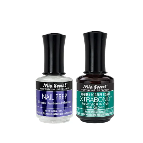 Mia Secret 15 ml Deshidratador y base de uñas, kit de preparación natural sin ácidos, deshidratador y base de unión, suministros para uñas acrílicas